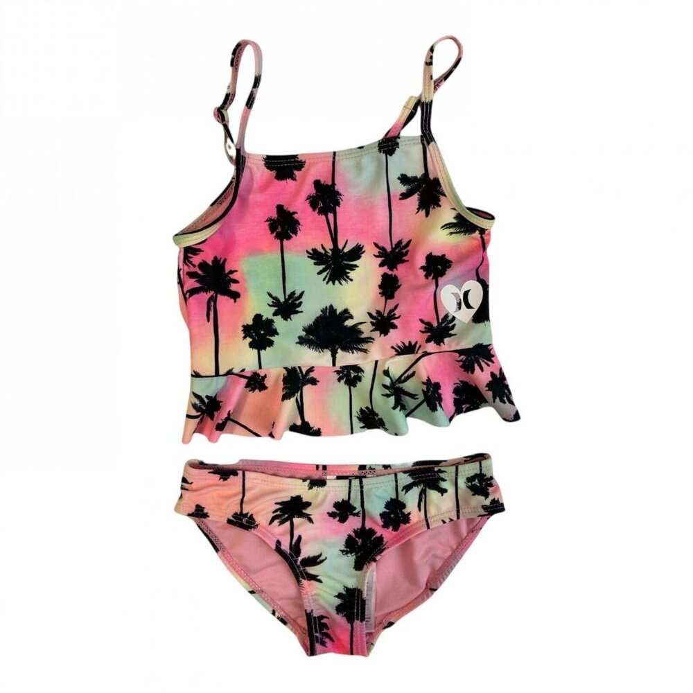 NWT Hurley UPF 50+ Palm Tree Tankini Swimsuit Set 167789b3bdadd8 4 Pink Multi